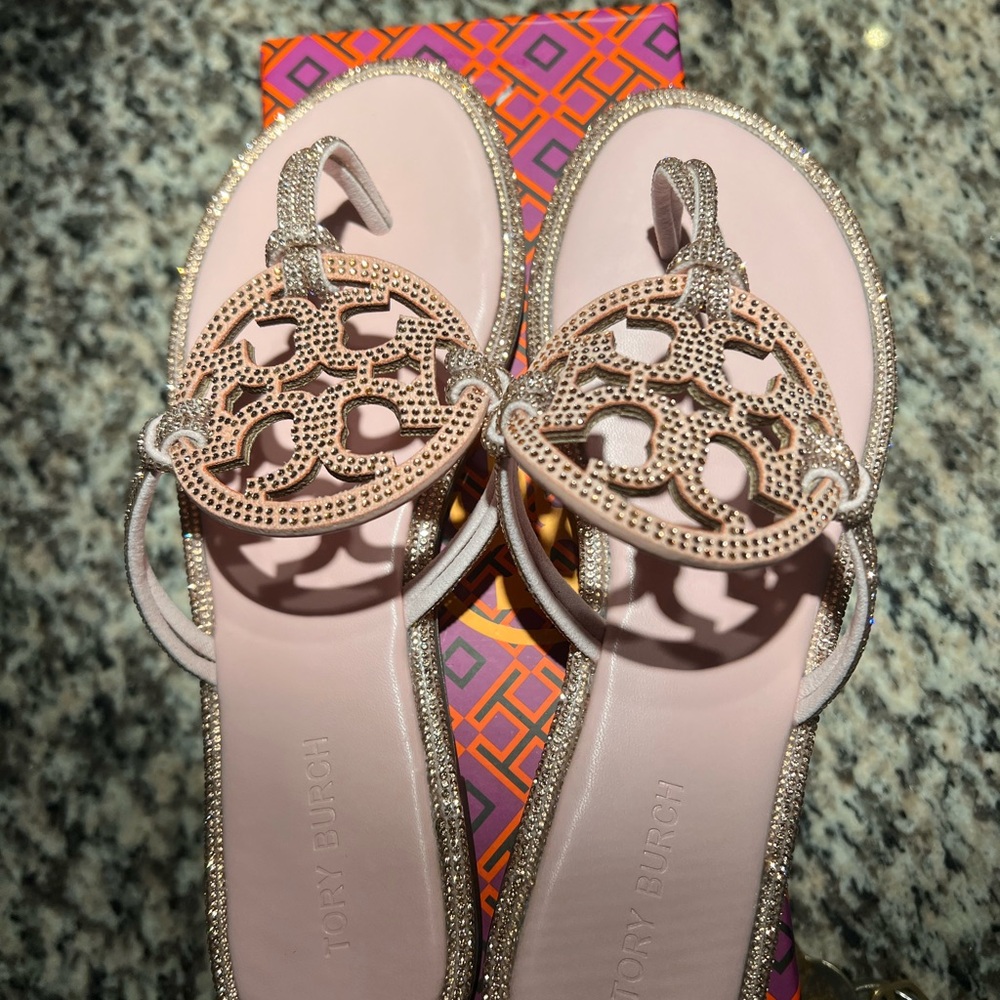 Tory Burch miller Pink Sandals with Signature Logo